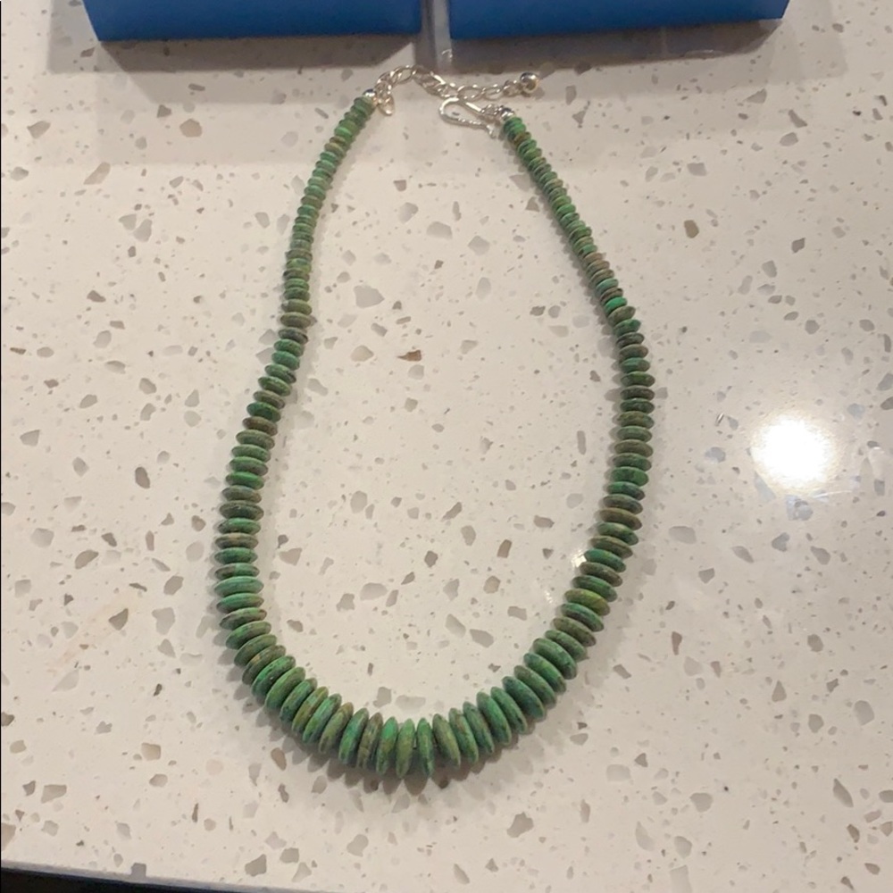 Jay King Green Turquoise Gemstones Silver Necklace